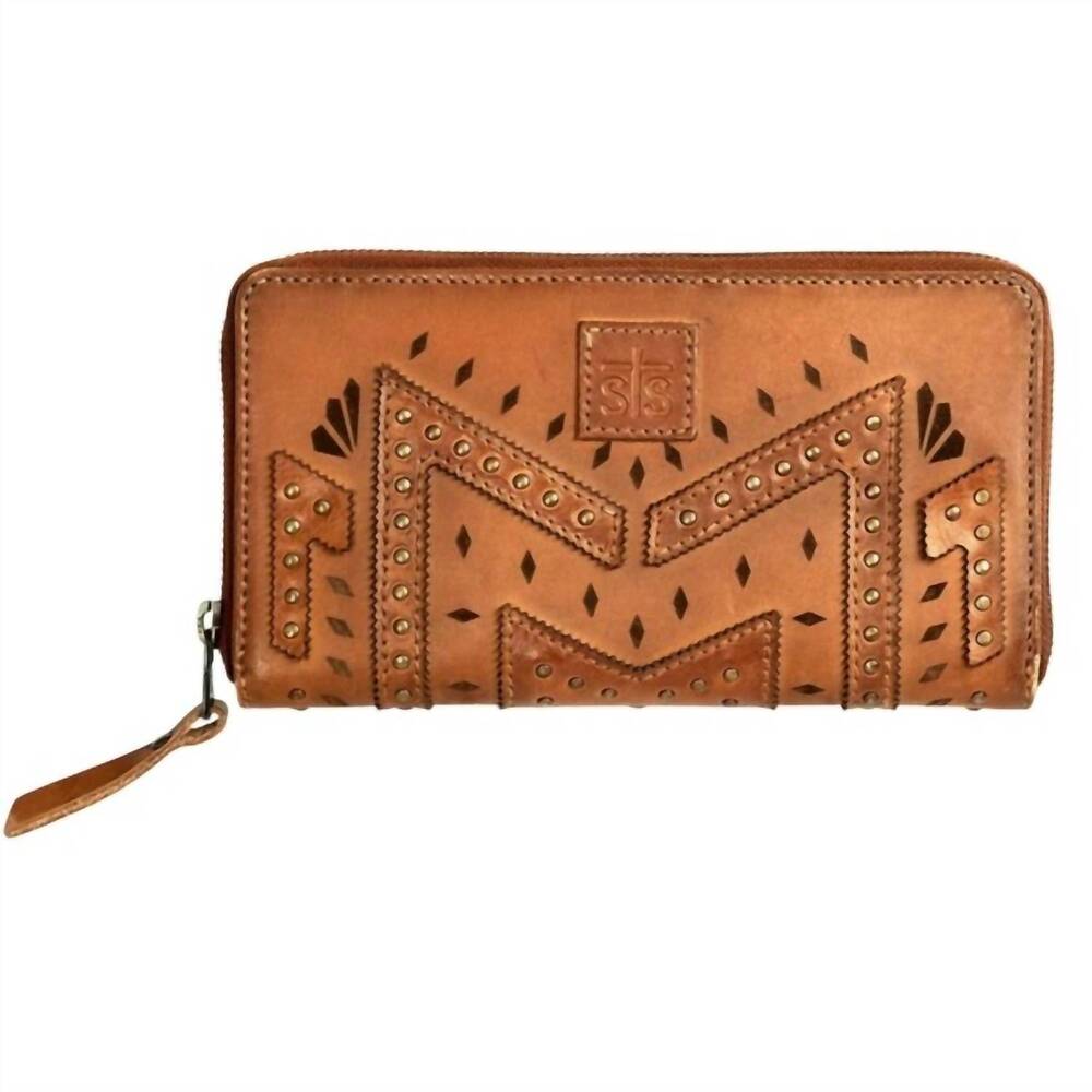 NEW STS RANCHWEAR women's wayfarer juniper zip wallet in tan